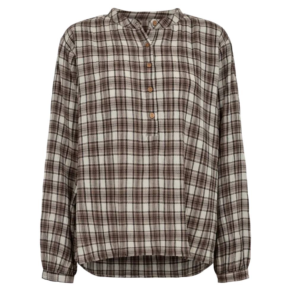Checked Crepe Shirt 26, W. - Dame Skjorte