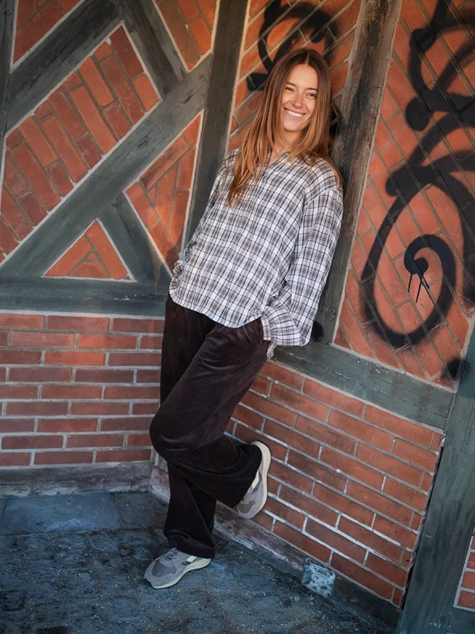 Checked Crepe Shirt 26, W. - Dame Skjorte